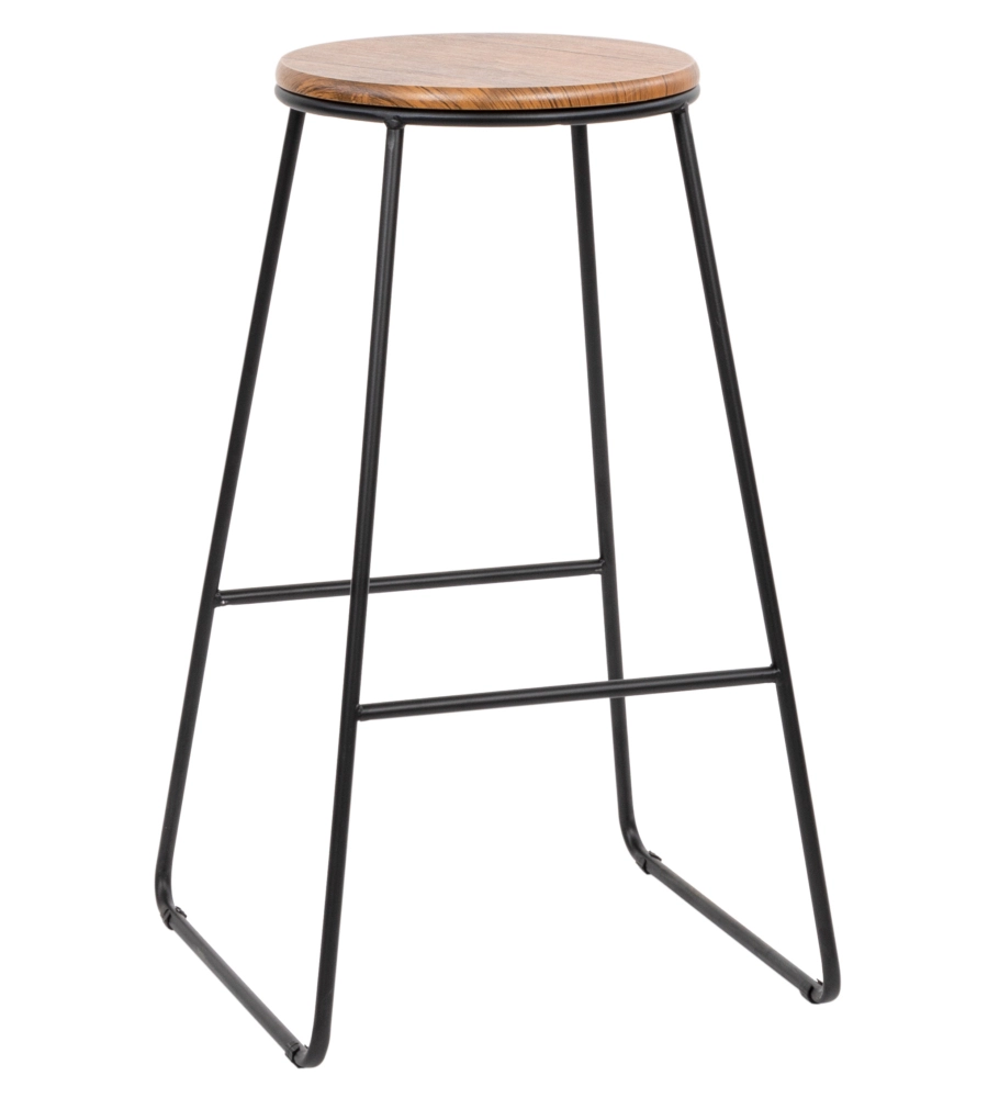 SGABELLO "ACHELOR" IN LEGNO E METALLO NERO, 32X32X71 CM